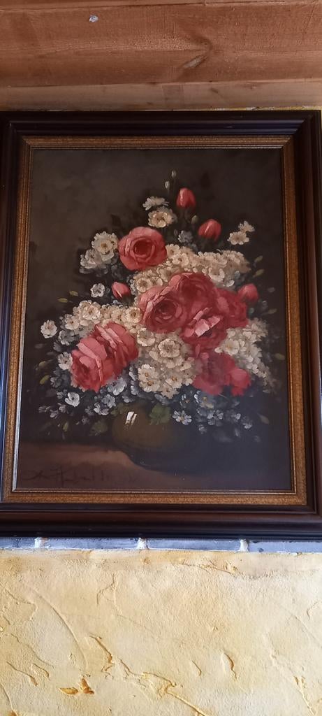 2 schilderijen bloemen, Antiek en Kunst, Ophalen of Verzenden