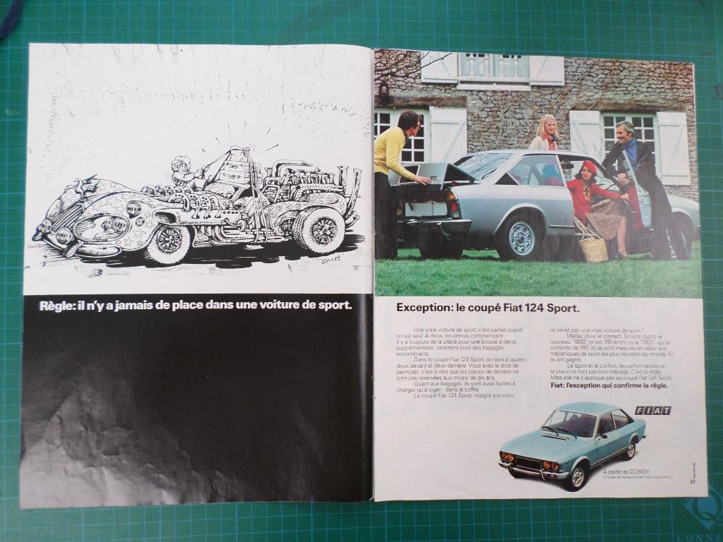 Fiat Coupé 124 Sport - publicité papier - 1973, Collections, Enlèvement ou Envoi, Utilisé, Autres types