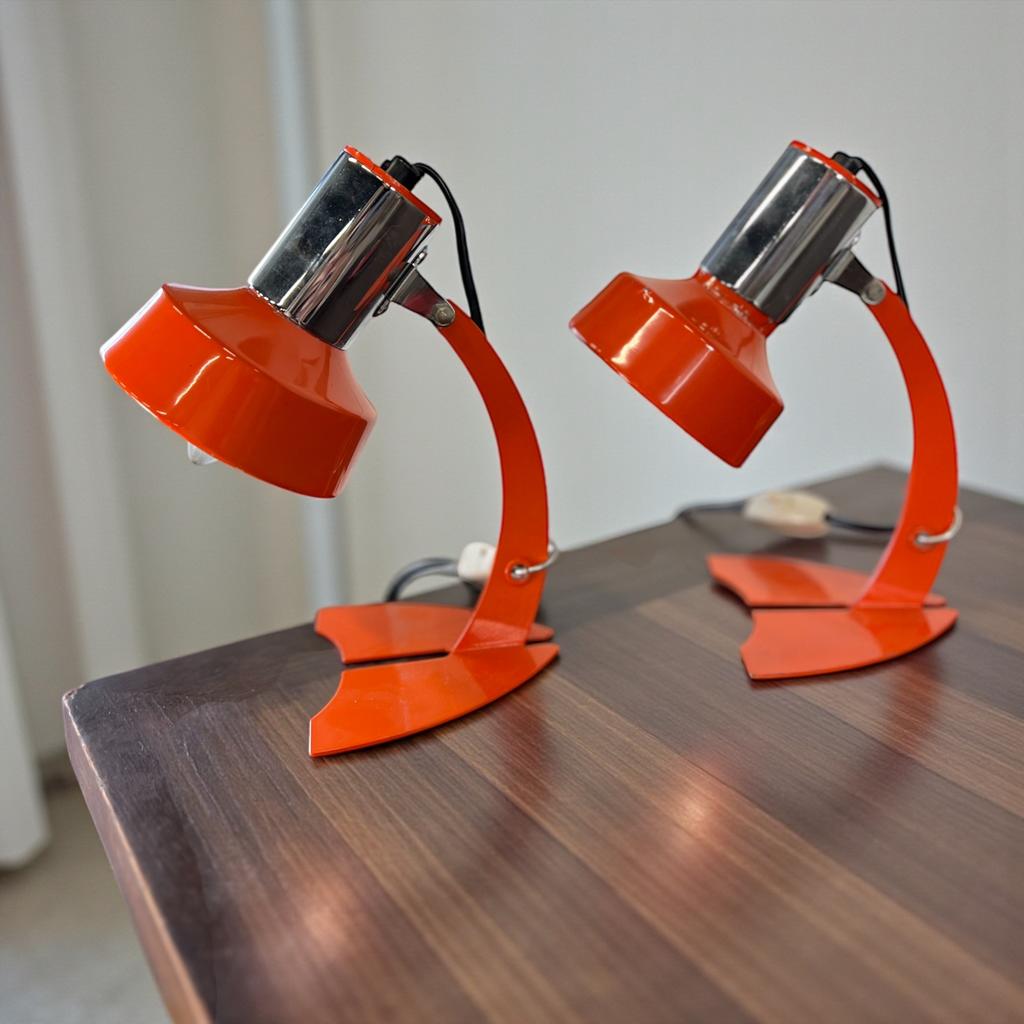 Lot de 2 lampes de table/veilleuses orange vintage 'Maxam', Enlèvement ou Envoi