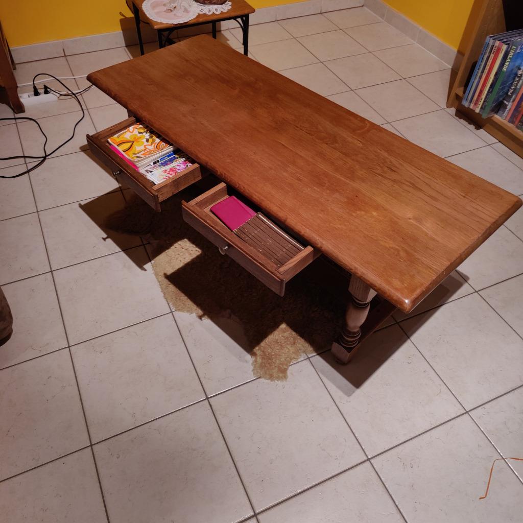 Table basse de salon en chêne, 100 à 150 cm, Moins de 50 cm, Comme neuf, Enlèvement