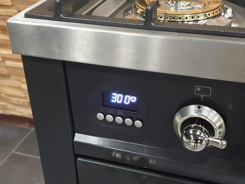 🔥Luxe Boretti Fornuis 90cm antraciet + rvs 6 pit 300° oven, Elektronische apparatuur, Fornuizen, 60 cm of meer, Ophalen of Verzenden