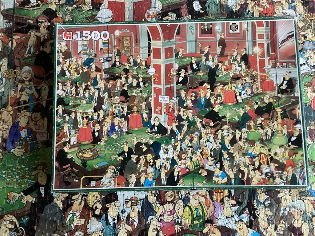 Jan Van Haasteren -1500 stuks- Crazy casino, Enlèvement ou Envoi, 500 à 1500 pièces, Utilisé, Puzzle