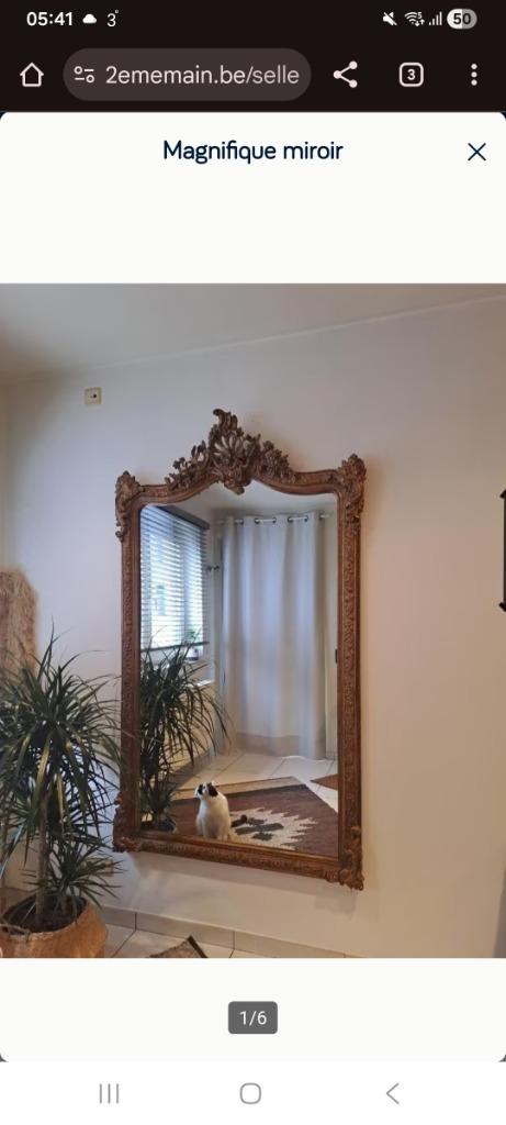 Magnifique miroir, Antiquités & Art, Enlèvement, Rectangulaire, 100 à 150 cm, 200 cm ou plus