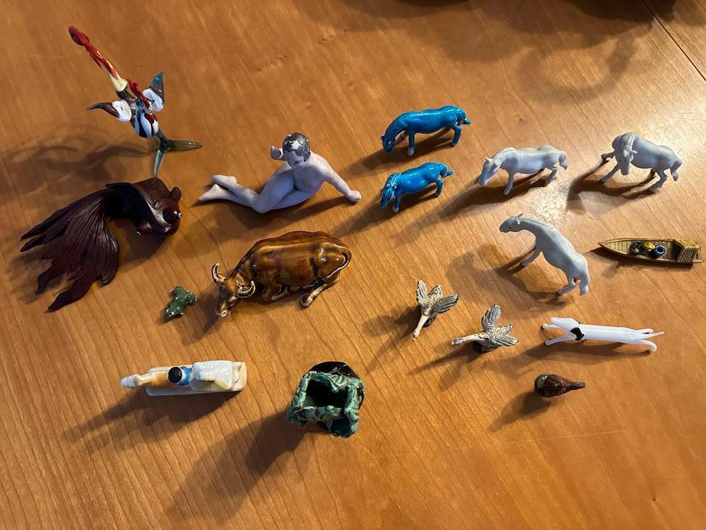 Lot kleine porseleinen diertjes paard, haan, beer,, Antiek en Kunst, Ophalen of Verzenden