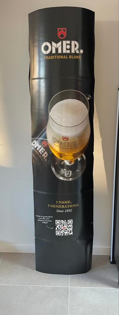 Groot karton reclamebord OMER, Enlèvement, Comme neuf, Panneau, Plaque ou Plaquette publicitaire, Autres marques