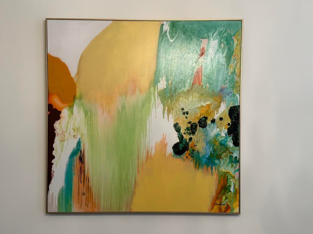 Groot abstract schilderij 120x120 – modern design canvas, Antiek en Kunst, Ophalen