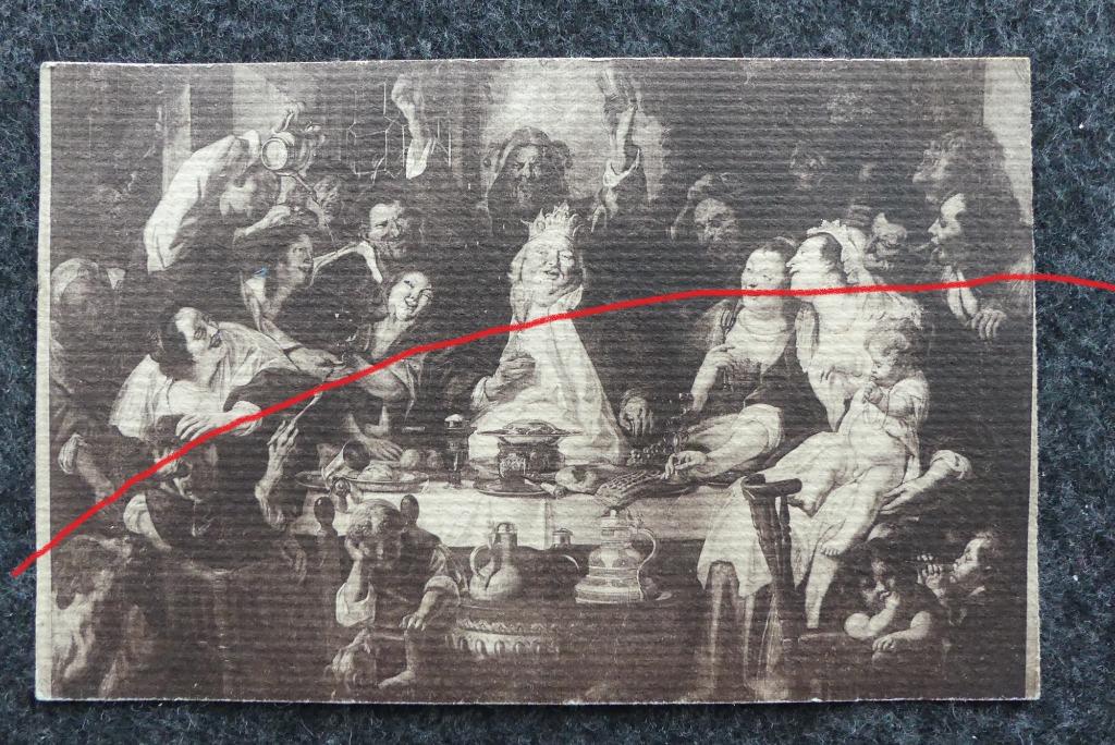 Postkaart 14/8/1909 Musée Bruxelles, Jordaens, Le Roi Bolt, Ophalen of Verzenden, Voor 1920, Gelopen, Brussel (Gewest)