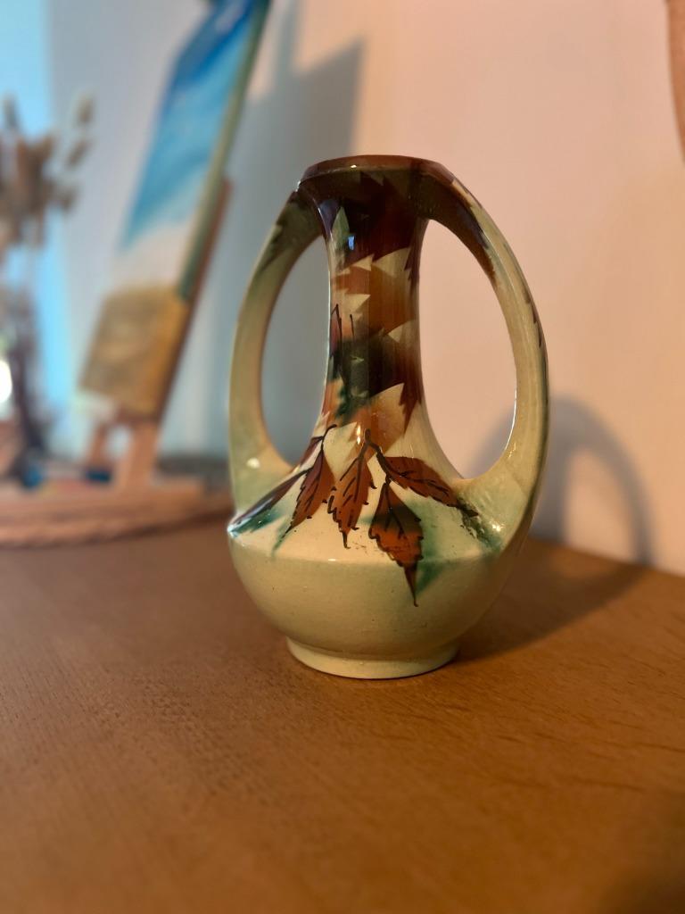 Magnifique vase fabriqué en Belgique, avec motif automnal, Enlèvement ou Envoi