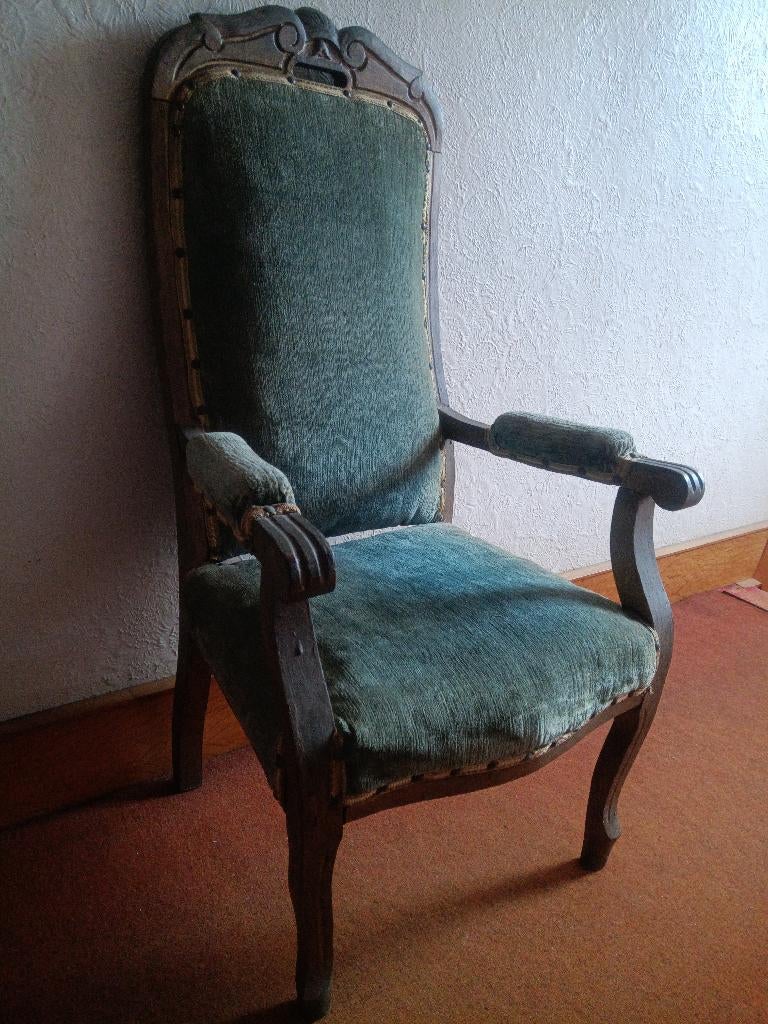 Authentieke antieke kinderfauteuil 1900 Gesneden hout, Antiek en Kunst, Ophalen