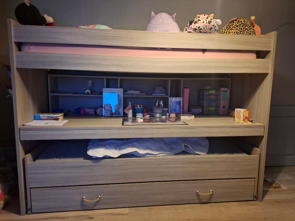 Hoogslaper met bureau, extra bed en lade, Huis en Inrichting, Ophalen, Gebruikt, Hoogslaper