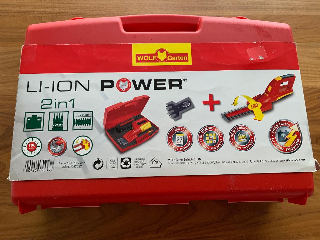 Cisailles à gazon arbustes 2 en 1 Wolf Garden LI-ION power, Enlèvement ou Envoi, Comme neuf, Wolf Garten