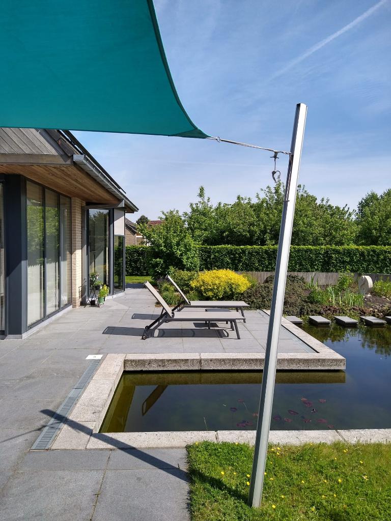 Umbrosa Ingenua schaduwdoek + palen, Tuin en Terras, Ophalen, Gebruikt