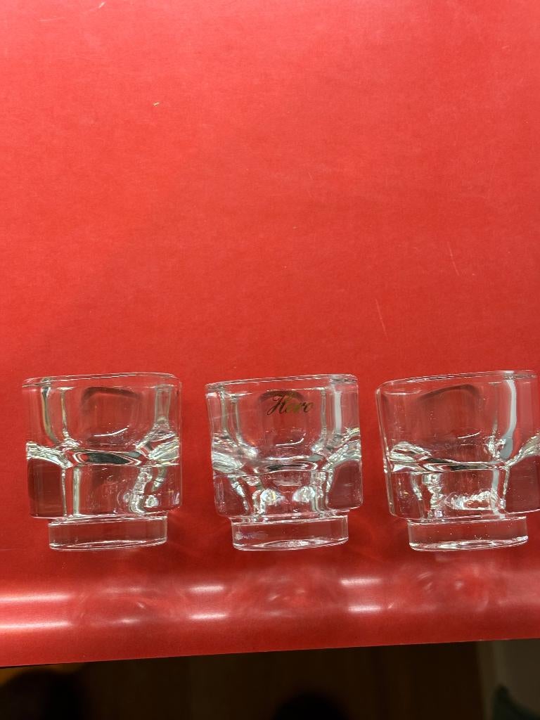 3 design glazen als borrelglas, kaarshouder, of als eierdop, Ophalen of Verzenden, Glas