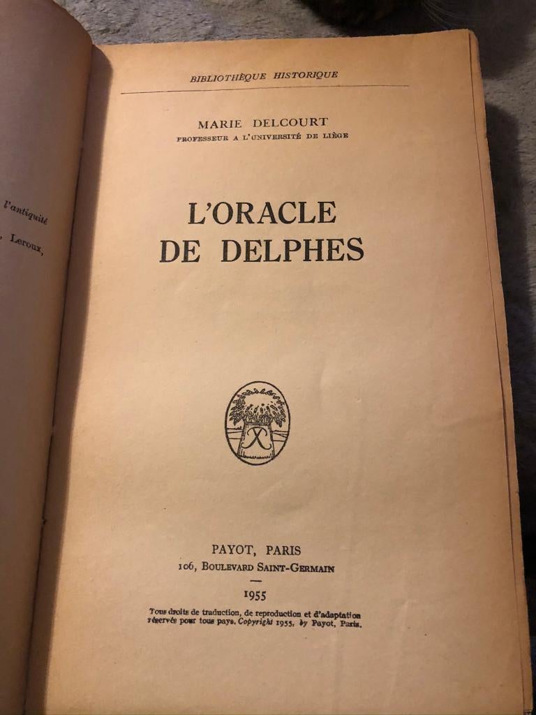 L'Oracle de Delphes - Marie Delcourt, Enlèvement ou Envoi, Marie Delcourt