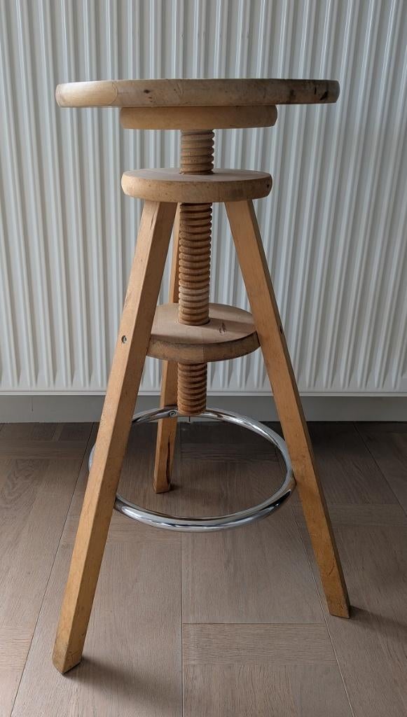 Iconische 1990s vintage houten Ikea Ringo verstelbare kruk, Ophalen of Verzenden