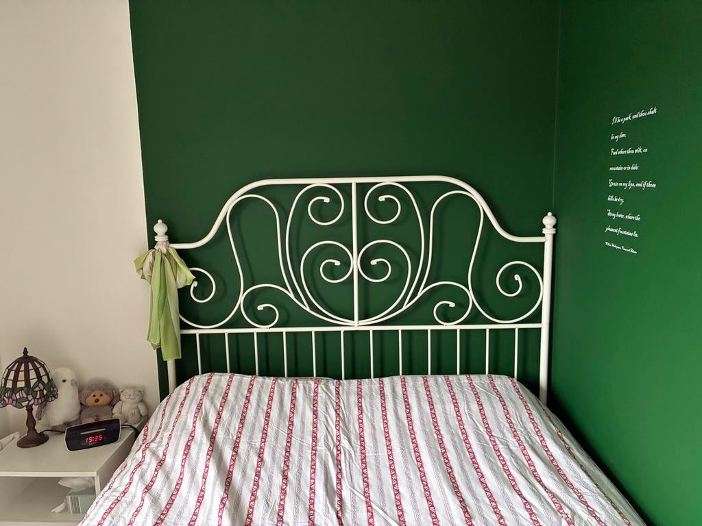 Wit ijzeren bed, Huis en Inrichting, Ophalen, Wit, Romantisch, 140 cm