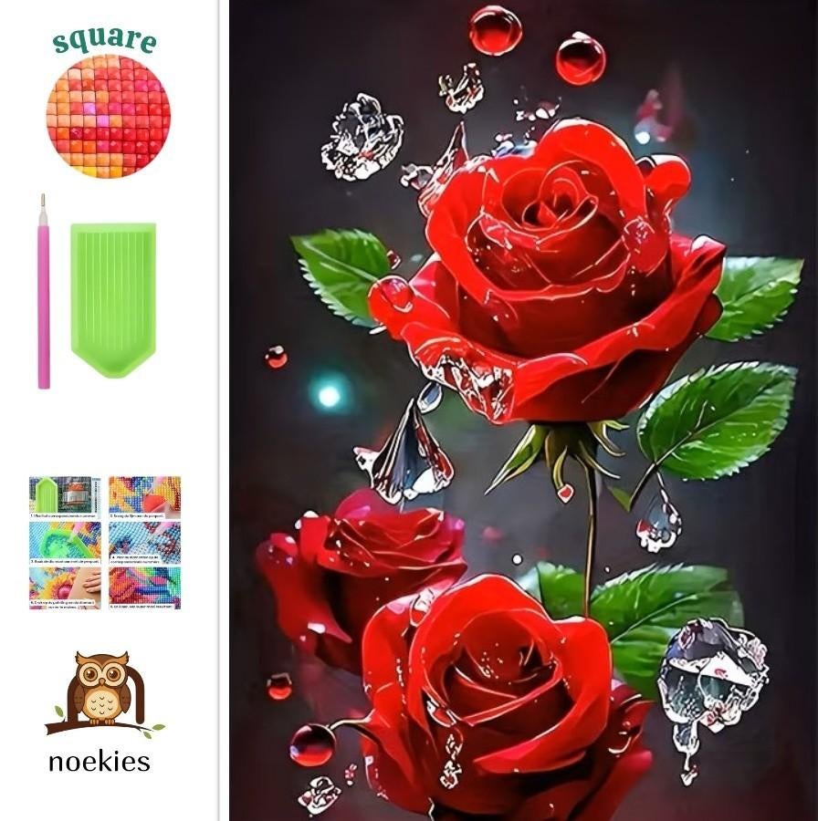 nr 58 Diamond Painting rode rozen 50x40cm (vierkant), Hobby en Vrije tijd, Knutselen, Ophalen of Verzenden, Nieuw, Knutselwerk
