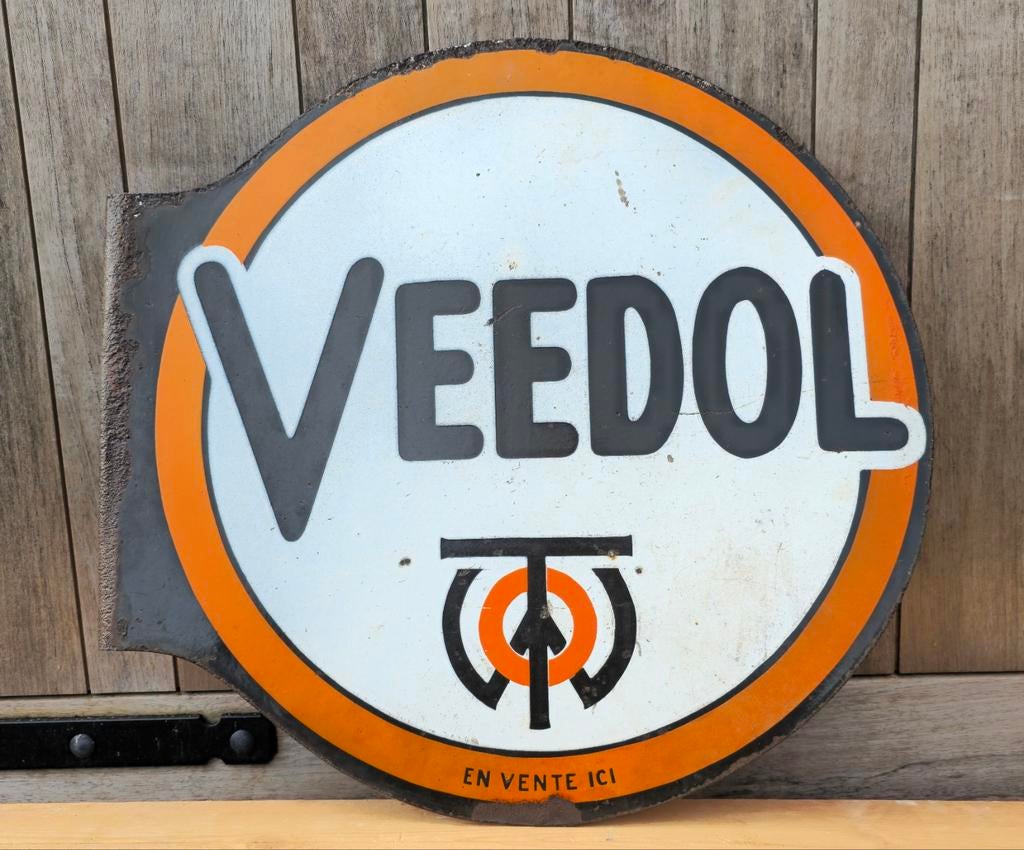 Emaille bord Veedol, Collections, Marques & Objets publicitaires, Enlèvement