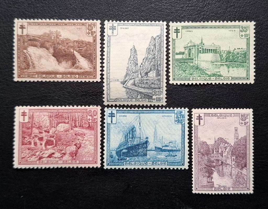 België: OBP 293/98 * Tuberculosebestrijding 1929., Spoor van plakker, Orginele gom, Ophalen of Verzenden, Zonder stempel