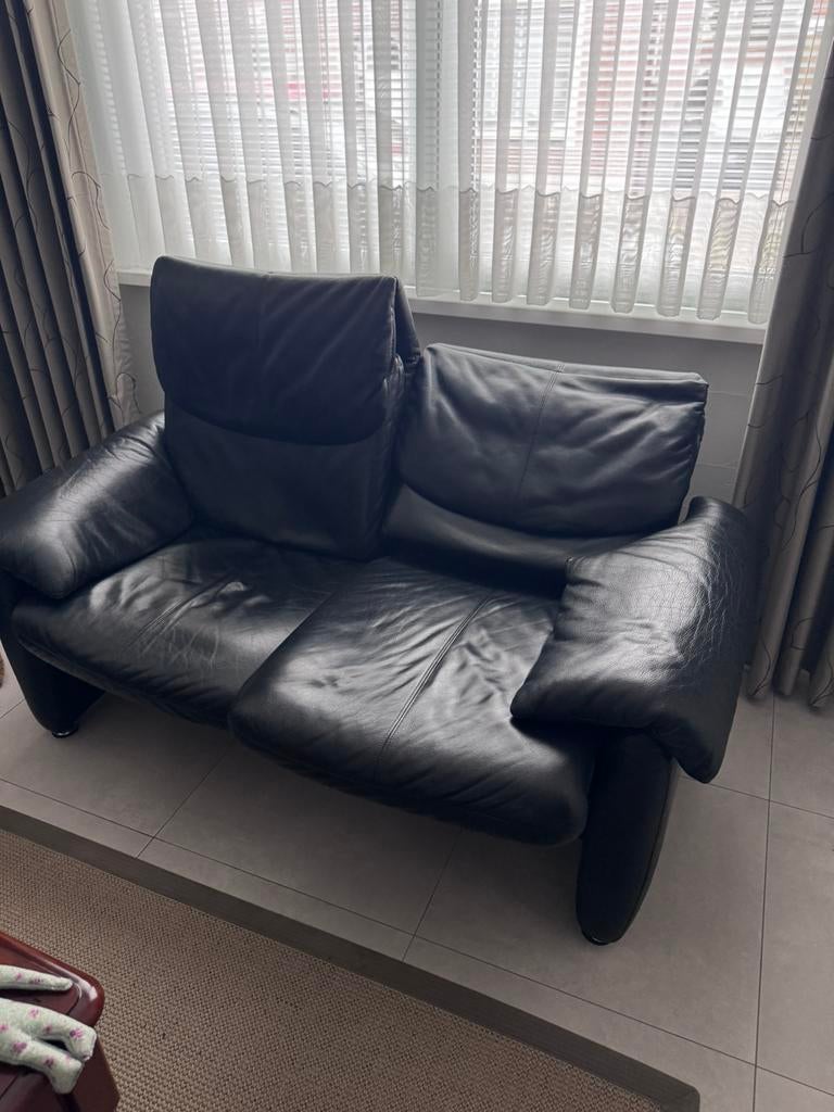 Lederen tweezit, Huis en Inrichting, Ophalen, Zo goed als nieuw