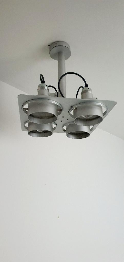Plafondlamp met 4 richtbare spots, Huis en Inrichting, Lampen | Spots, Ophalen, Halogeen, Metaal of Aluminium, Zo goed als nieuw