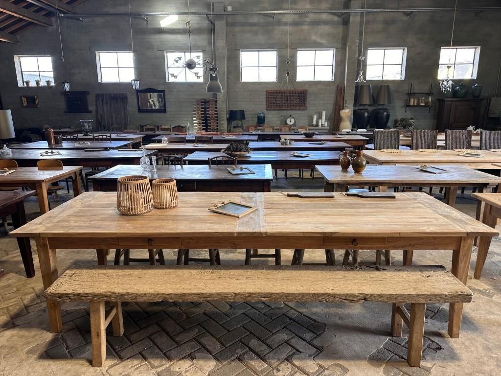 Landelijke boerentafel met 2 lades - 300 x 100 cm, Huis en Inrichting, Tafels | Eettafels, Zo goed als nieuw, 50 tot 100 cm, 200 cm of meer