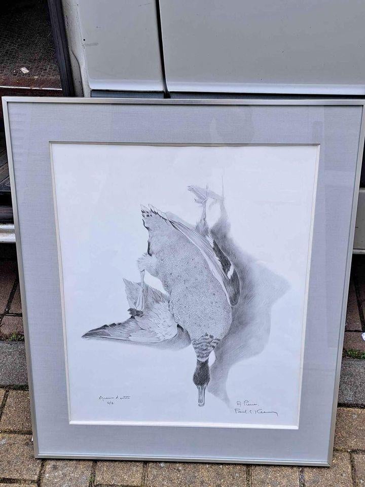 Lithographie oiseaux signe paul georges klein, Antiquités & Art, Enlèvement ou Envoi