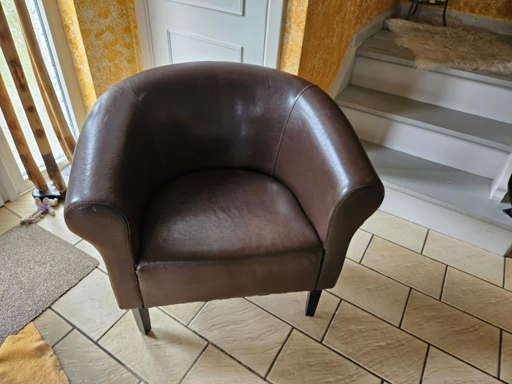 Fauteuil style crapaud cuir, Maison & Meubles, Cuir