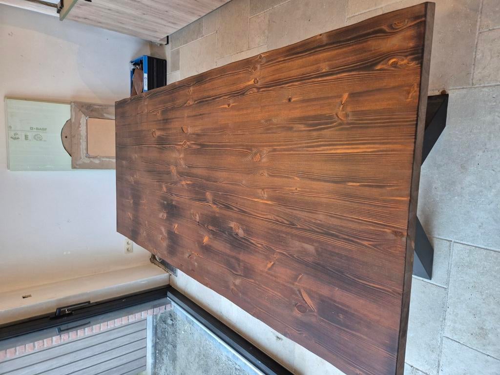 Table/table à manger en tronc d'arbre, effet tronc d'arbre., Maison & Meubles, Enlèvement, Comme neuf, Métal