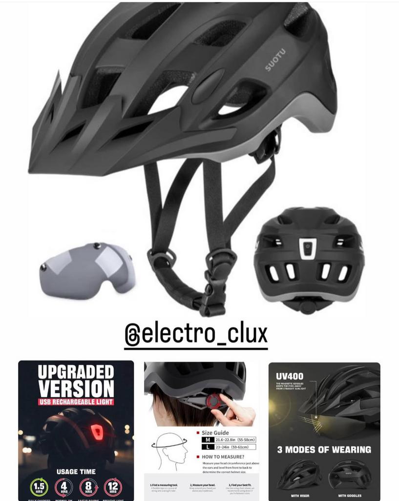 Fietshelm Led-Verlichting / Afneembare Vizier / Oplaadbaar, Ophalen of Verzenden, Nieuw, S