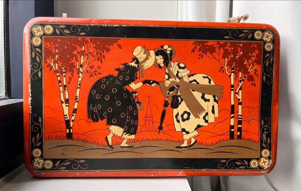 Vintage Côte d’Or blikkendoos met twee dames, Verzamelen, Blikken, Ophalen, Gebruikt