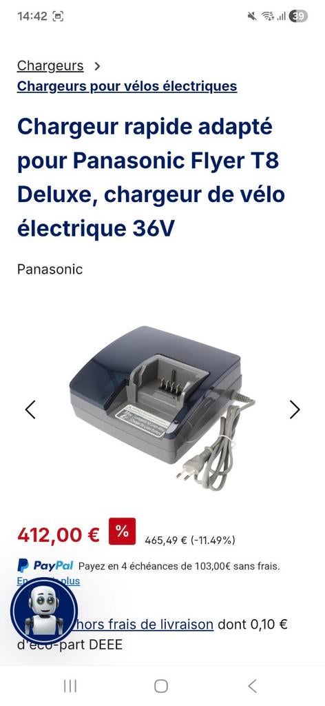 Chargeur batterie panasonic 36 v, Enlèvement