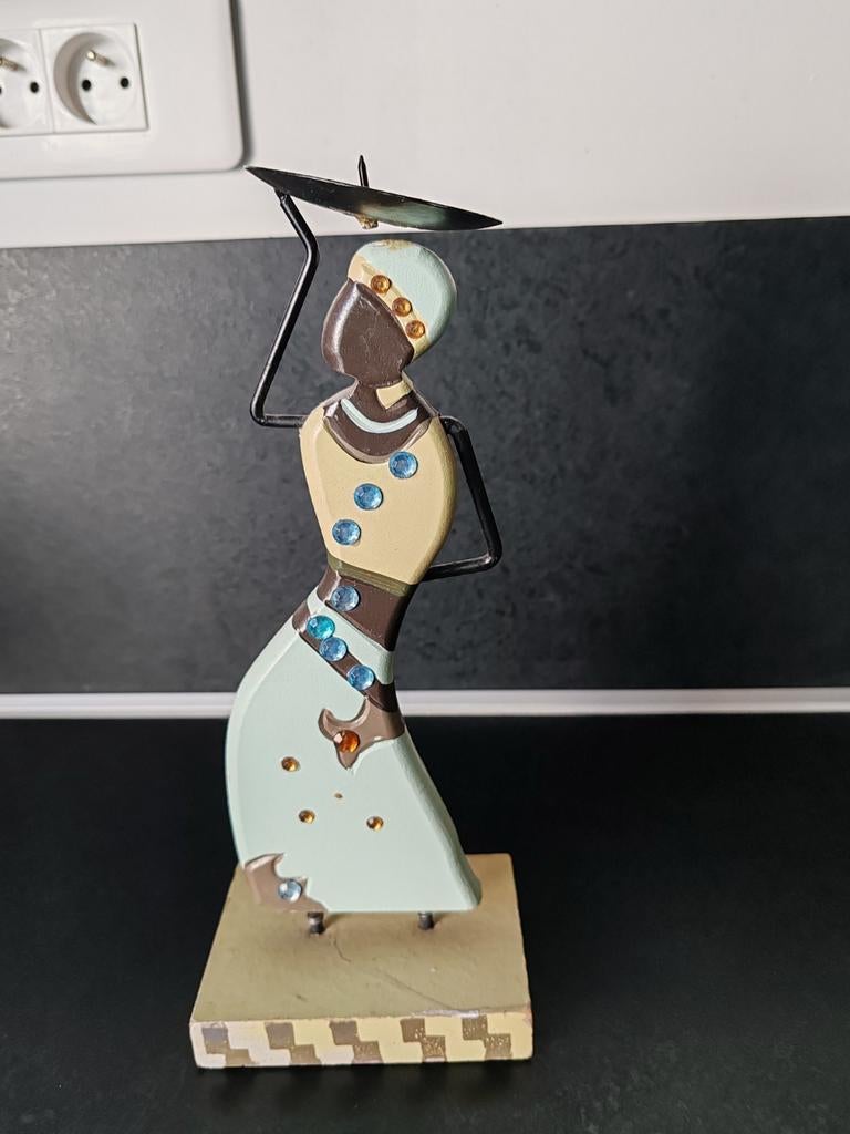 Bougeoir en bois porteuse africaine, Antiquités & Art, Enlèvement ou Envoi