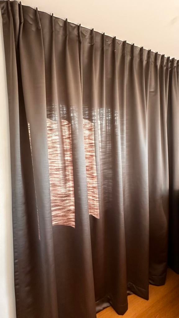 Tentures aspect satin gris anthracite - comme neuves, Maison & Meubles, Enlèvement, Comme neuf, Gris