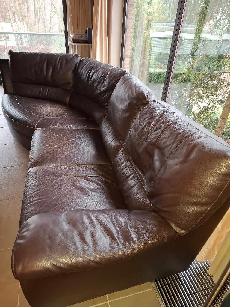 zitmeubel, Ophalen, Donkerbruin leder, Gebruikt, Minder dan 75 cm