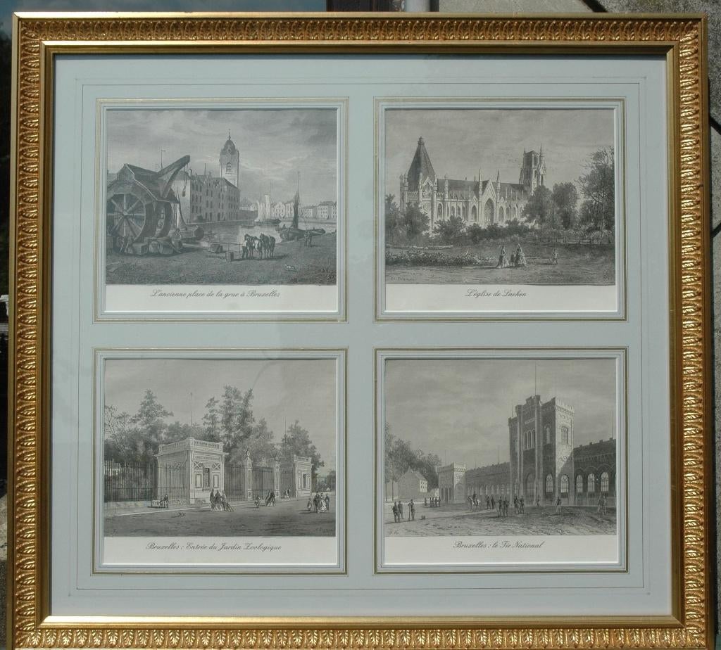 Set van 4 gravures van Brussel getekend door Ch Trumper, Antiek en Kunst, Kunst | Etsen en Gravures, Ophalen
