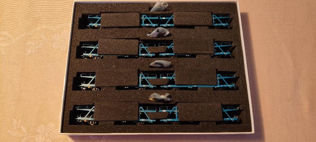 LS models 32106 set 4 autotransportwagens "ACE", Overige merken, Treinset, Gelijkstroom, Ophalen of Verzenden