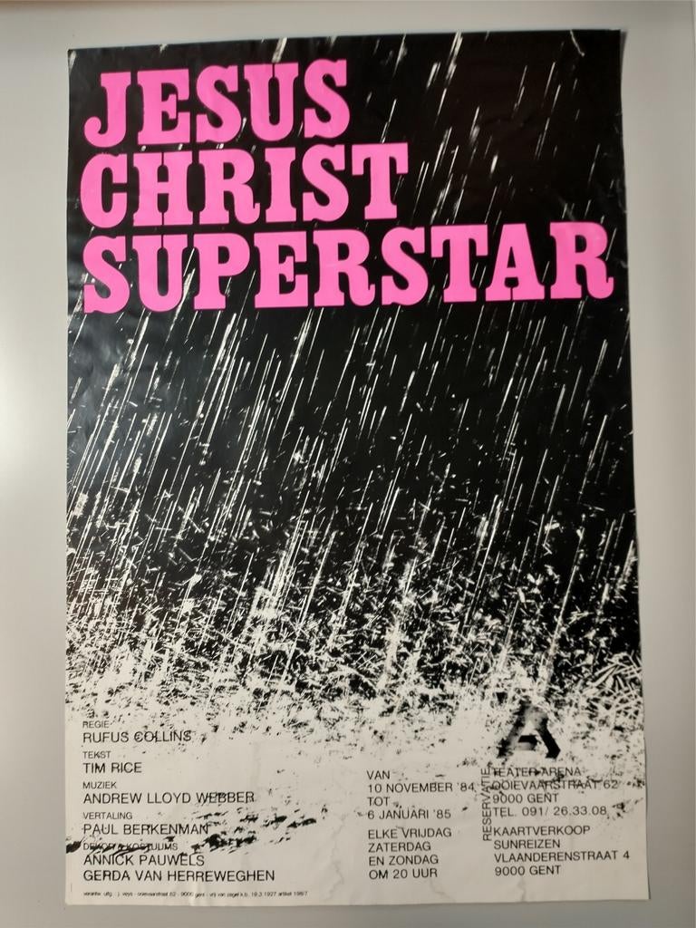 Jesus Christ Superstar 1984 teater arena gent affiche, Ophalen of Verzenden, Gebruikt
