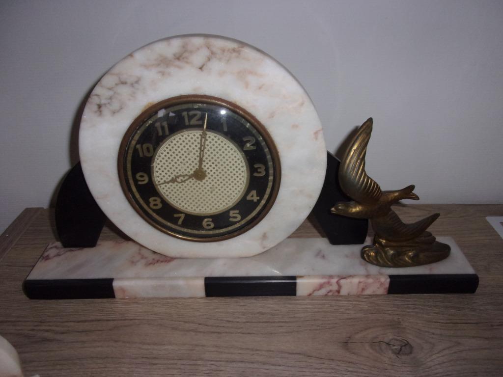 Klok met marmer en zwaluw, Ophalen of Verzenden