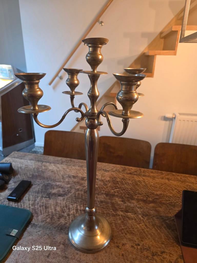 Vintage tinnen kandelaar, Antiek en Kunst, Ophalen