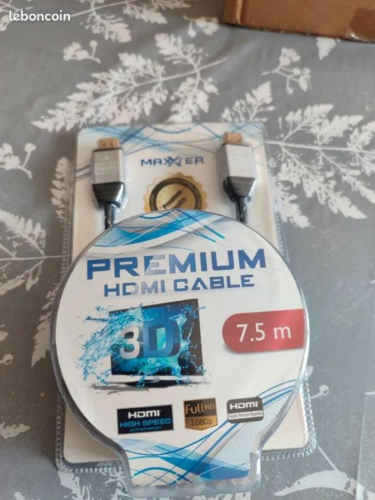CABLE  HDMI MAXTER PREMIUM 7.50 M  NEUF, Enlèvement ou Envoi, Neuf, 5 à 10 mètres, Câble HDMI