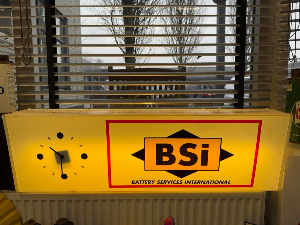 BSI Accu’s oude reclame lichtbak, Verzamelen, Ophalen, Gebruikt, Lichtbak of (neon) lamp