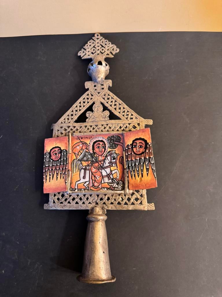 Ethiopisch Koptisch processiekruis, Antiek en Kunst, Antiek | Religieuze voorwerpen, Ophalen of Verzenden