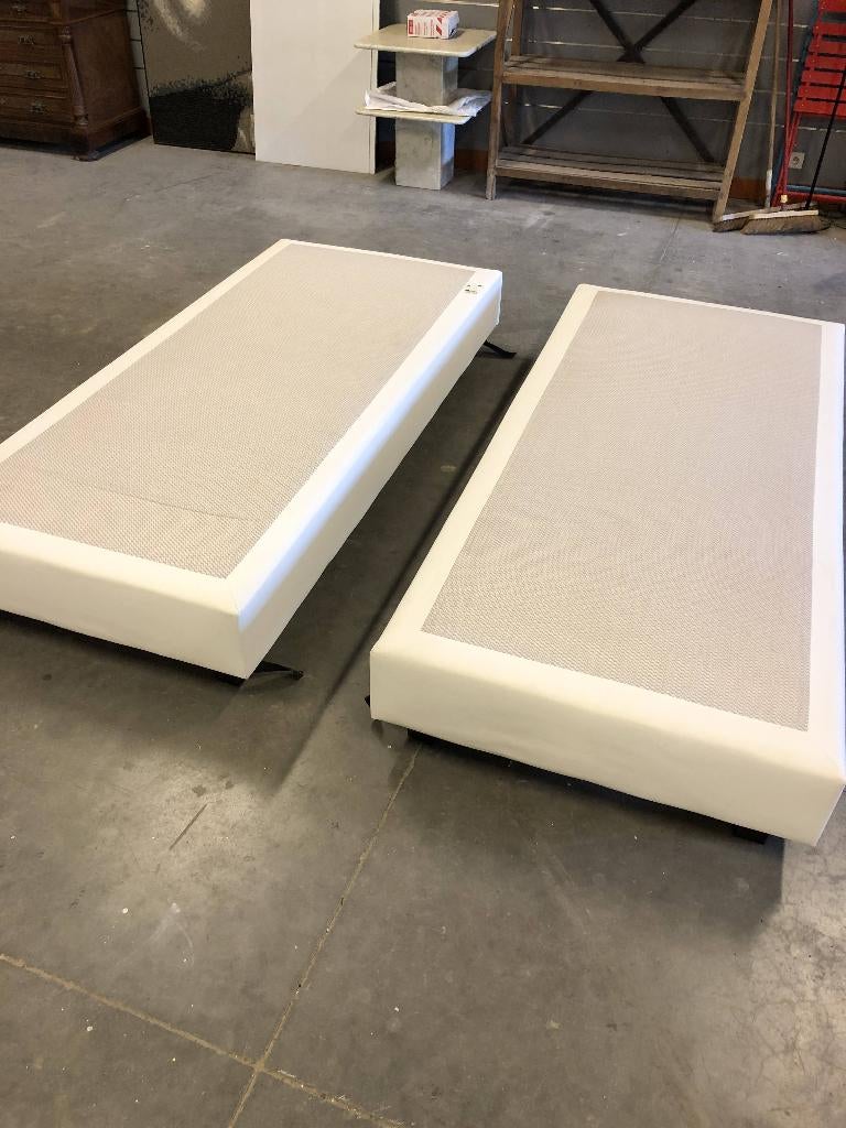 boxsprings 90x200, Ophalen, Gebruikt, 90 cm, Wit
