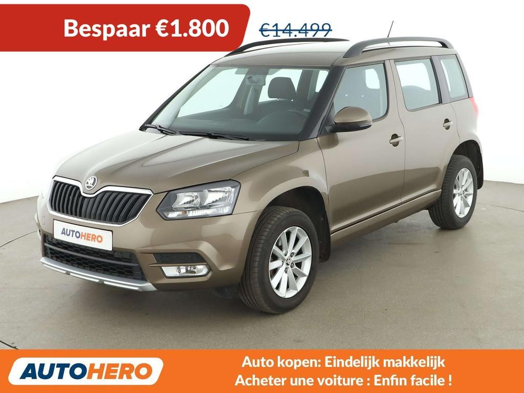 Skoda Yeti 1.4 TSI Active (bj 2015, automaat), Stof, Gebruikt, Zwart, Bruin