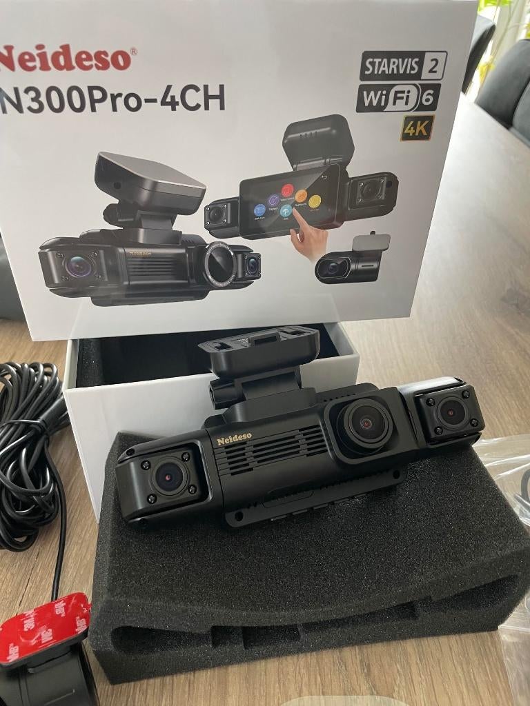 Neideso N300Pro - 4-kanaals dashcam 4K  + 64Gb SD / CPL, Auto diversen, Dashcams, Ophalen of Verzenden, Zo goed als nieuw