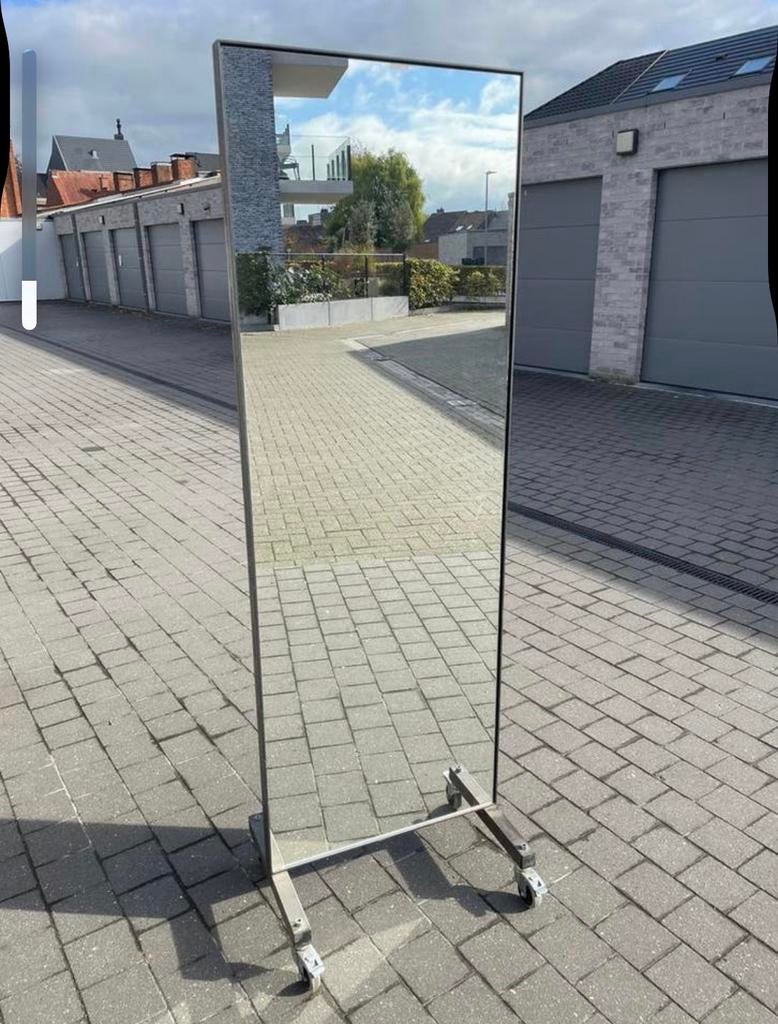 Vintage passpiegel correctiespiegel op wielen xl mirror, Ophalen, Zo goed als nieuw
