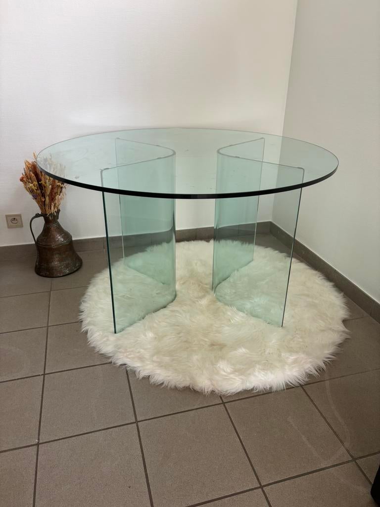 Table basse vintage FIAM Italia, Enlèvement, Comme neuf, Rond, Verre