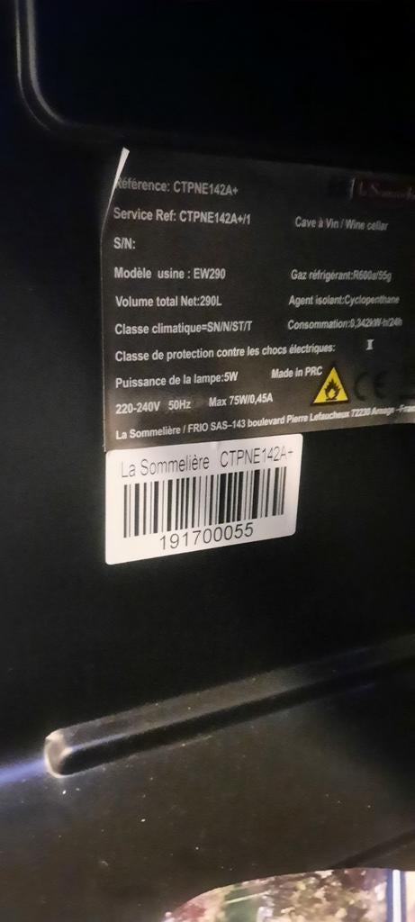 Wijnkoelkast " La sommeniere", Ophalen