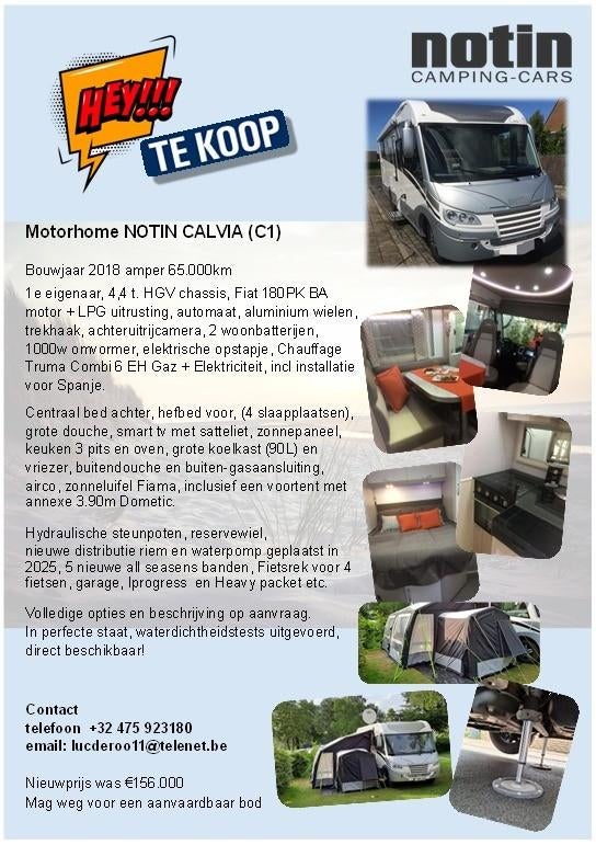 camper te koop wegens gezondheidsredenen, Caravans en Kamperen, Mobilhomes, Chemisch toilet, Fiat, Diesel, Particulier